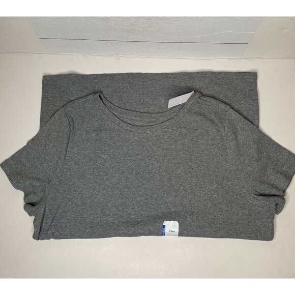 Time & Tru Gray Fitted Soft Ribbed Tshirt Crewneck Womens 3XL XXXL 22 - Picture 4 of 5